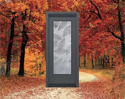 Autumn Leaves frosted glass door insert in Ottawa