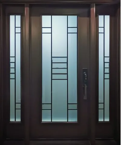 Metis decorative glass door insert, retrofit into existing door in Ottawa