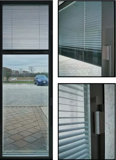 Mini Blinds frosted glass door insert, retrofit into existing door in Ottawa