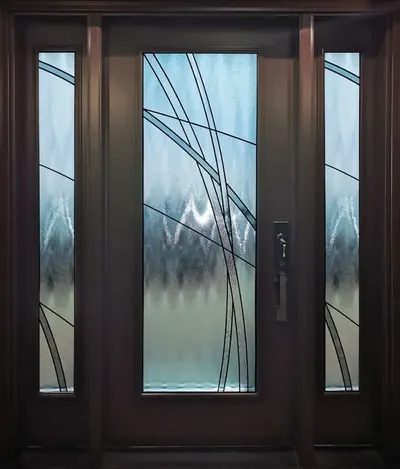 Mistassini decorative glass door insert, retrofit into existing door in Ottawa
