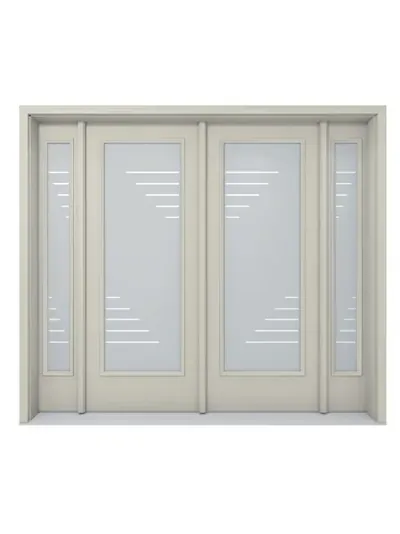 Sandblasted L frosted glass door insert in Ottawa