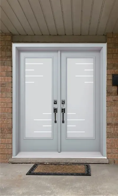 Sandblasted MS-4 frosted glass door insert in Ottawa