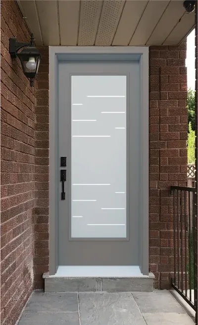 Sandblasted Q frosted glass door insert in Ottawa