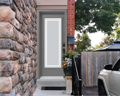 Sandblasted R frosted glass door insert in Ottawa