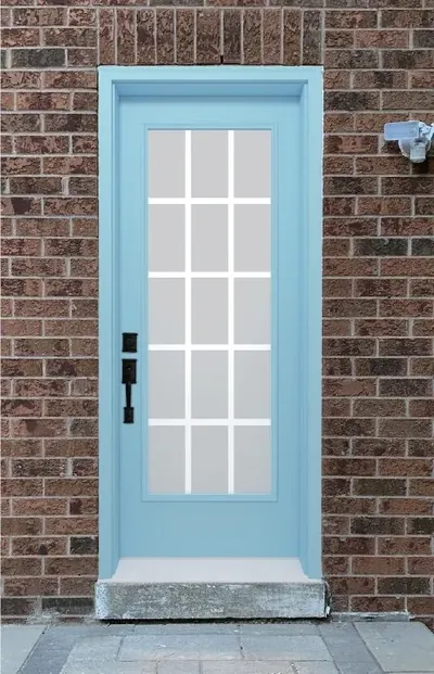 Sandblasted S frosted glass door insert in Ottawa