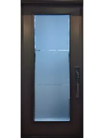 Sandblasted 3 Panel frosted glass door insert, retrofit into existing door in Ottawa