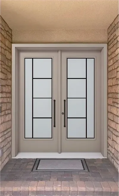 Wrought Iron V-1 wrought iron glass door insert, retrofit into existing door in Ottawa