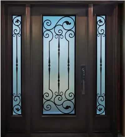 Royalton wrought iron glass door insert, retrofit into existing door in Ottawa