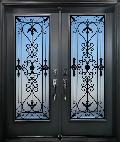 Valentino wrought iron glass door insert, retrofit into existing door in Ottawa