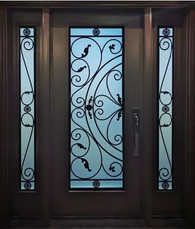 Julietta wrought iron glass door insert, retrofit into existing door in Ottawa