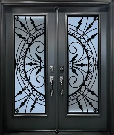 Chieftain wrought iron glass door insert, retrofit into existing door in Ottawa