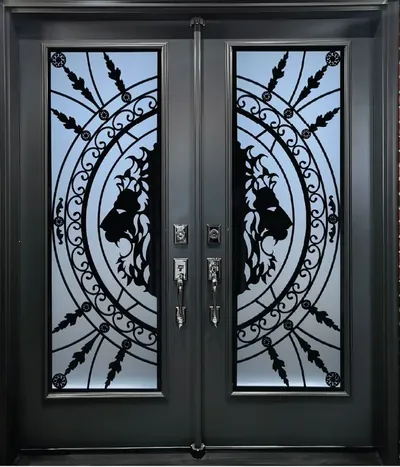 Lion King wrought iron glass door insert, retrofit into existing door in Ottawa