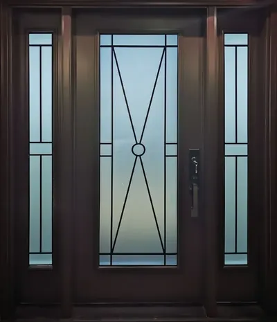 Calibex wrought iron glass door insert, retrofit into existing door in Ottawa