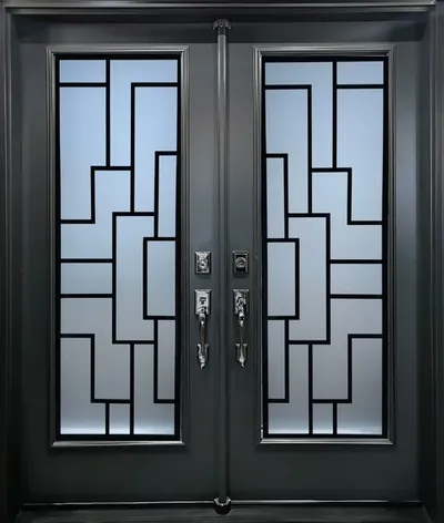 Maze wrought iron glass door insert, retrofit into existing door in Ottawa