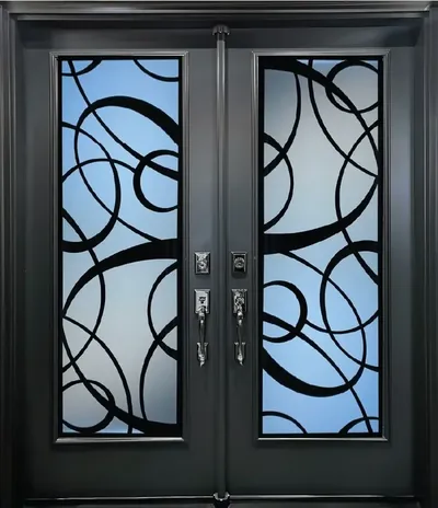 Galaxy Iron wrought iron glass door insert, retrofit into existing door in Ottawa