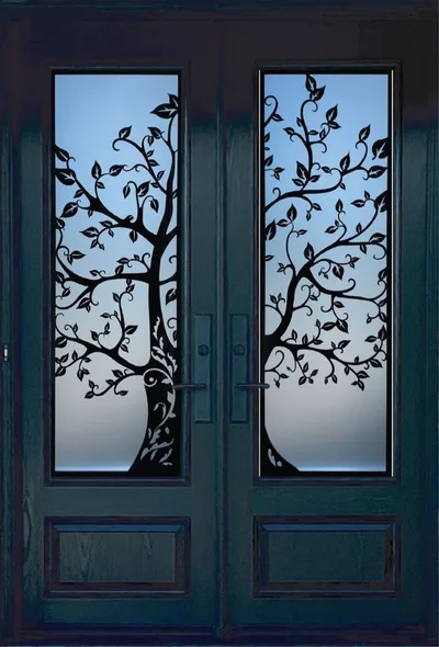 Life Tree wrought iron glass door insert, retrofit into existing door in Ottawa