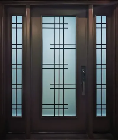 Serenne wrought iron glass door insert, retrofit into existing door in Ottawa