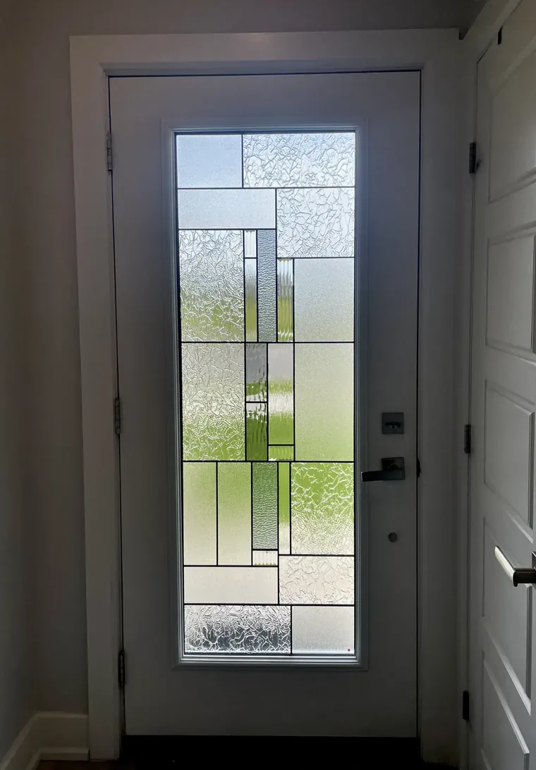 Front door with Mackay decorative glass insert installed, Ottawa